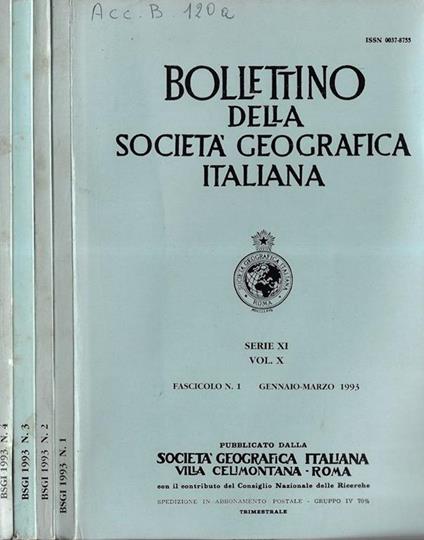 Bollettino della Società Geografica Italiana serie XI Vol. X 1993 - copertina