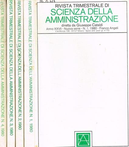 Rivista trimestrale di scienza della amministrazione. Anno XXVII, nuova serie, 1980 - copertina
