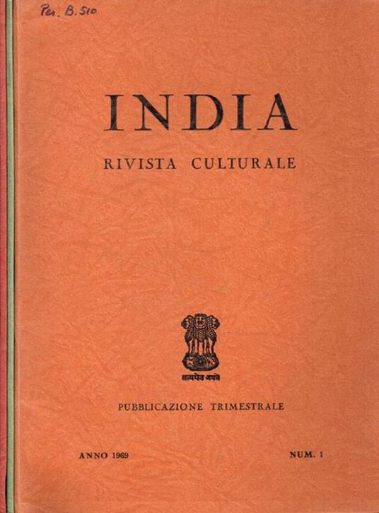 India rivista culturale. Pubblicazione trimestrale, anno 1969 - copertina