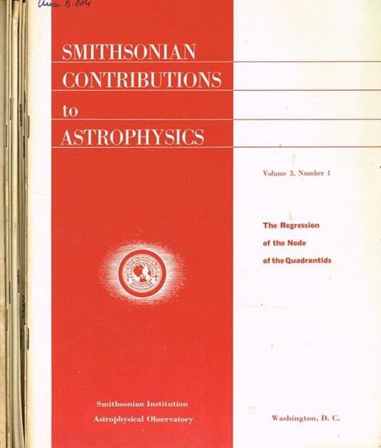 Smithsonian contributions to astrophysics. Vol.3, 9fasc. - copertina