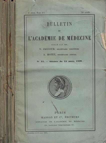 Bulletin de L'Academie de Médecine Anno 1906 (incompleto) - copertina