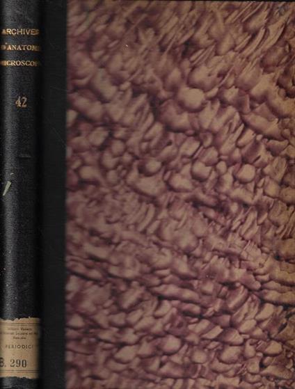 Archives d'Anatomie Microscopique et de Morphologie Experimentale Anno 1953 - copertina