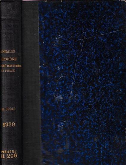Annales d'hygiène publique, industrielle et sociale 1939 - copertina
