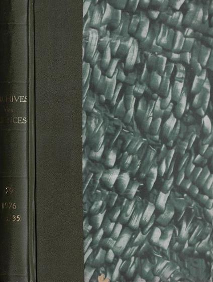 Archives des sciences Vol. 29 1976 - copertina