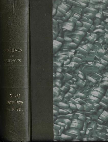 Archives des sciences Vol. 31 1978 - copertina