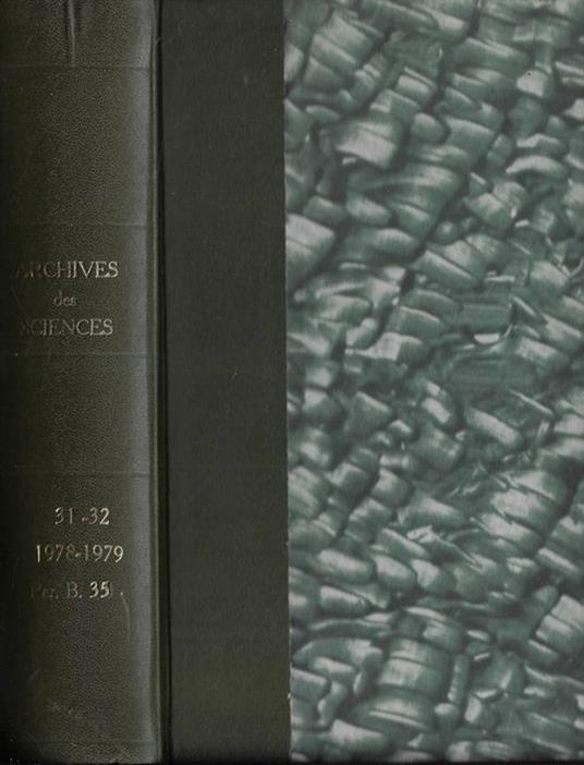 Archives des sciences Vol. 31 1978 - copertina