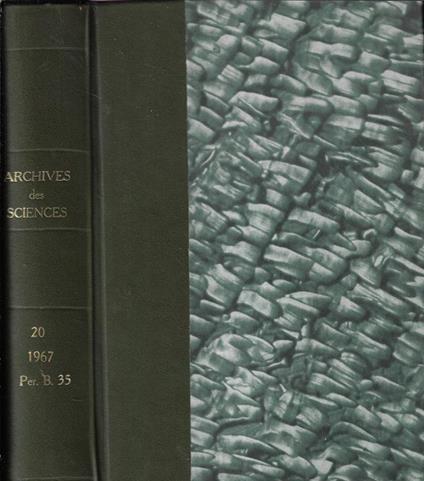 Archives des sciences Vol. 20 1967 - copertina