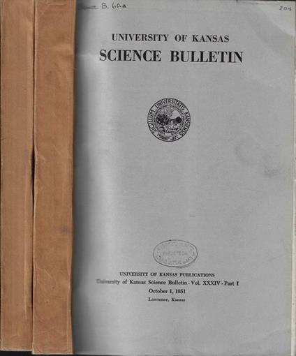 University of Kansas science bulletin Vol. XXXIV part I, II - copertina