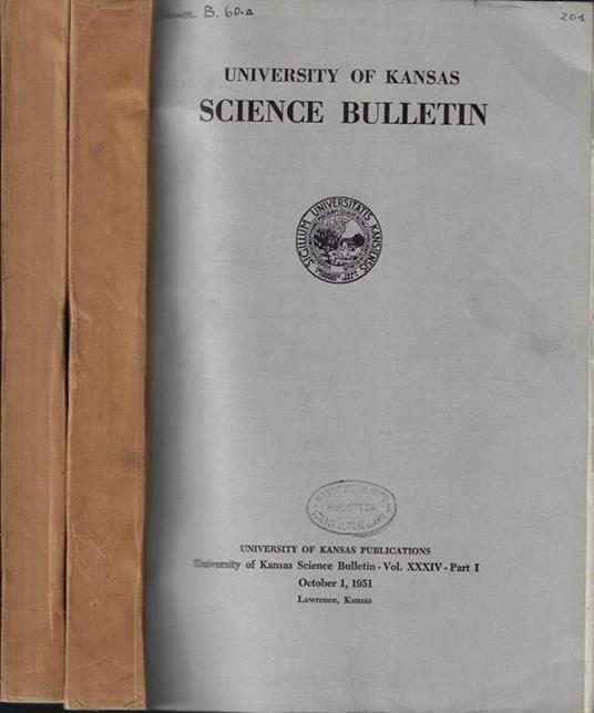 University of Kansas science bulletin Vol. XXXIV part I, II - copertina