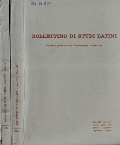 Bollettino di studi latini anno 1978 Ff. I, II, III - copertina