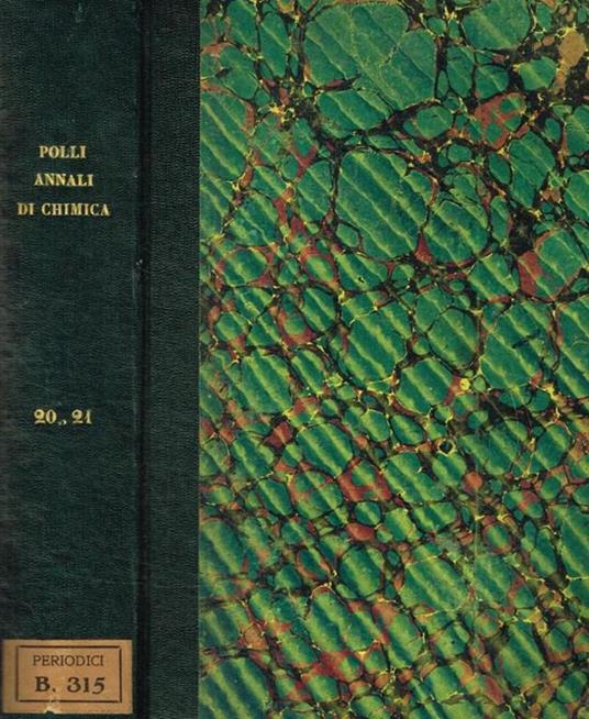 Annali di chimica applicata alla medicina. Vol. XX, XXI, serie 3, 1855 - Giovanni Poli - copertina