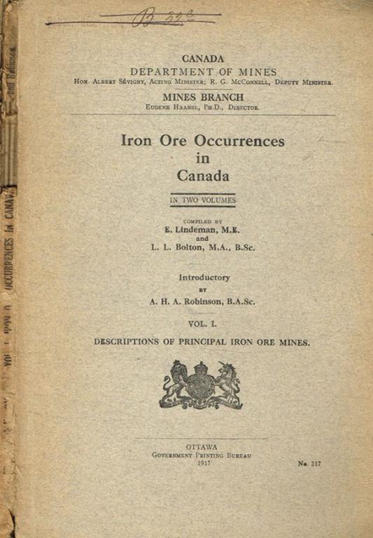 Iron ore occurrences in canada vol.1 - copertina