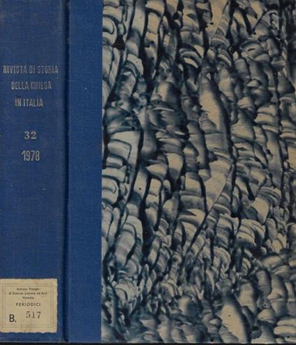 Rivista di Storia della Chiesa in Italia 1978 - copertina
