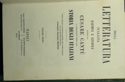 Della letteratura italiana - Cesare Cantù - copertina