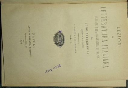 Lezioni di letteratura italiana - Luigi Settembrini - copertina