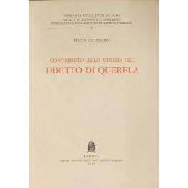 Contributo allo studio del diritto di querela - Biagio Calderano - copertina