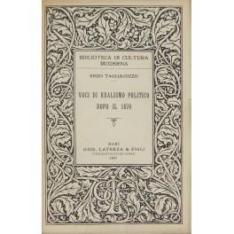 Voci di realismo politico dopo il 1870 - Enzo Tagliacozzo - copertina