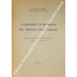 L' Università di Macerata nel periodo delle origini - Antonio Marongiu - copertina