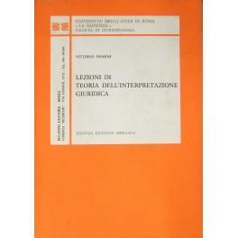 Lezioni di teoria dell'interpretazione giuridica - Vittorio Frosini - copertina