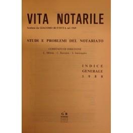 Vita Notarile. Studi problemi e lettere del notariato. Annata 1988 - copertina