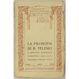 La filosofia di B. Telesio. A cura e con introduzione di Erminio Troilo - copertina