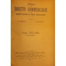 Rivista del Diritto Commerciale e del diritto generale delle obbligazioni. Diretta da A. Sraffa e C. Vivante. Vol. XXXII - 1934 - copertina