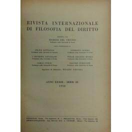 Rivista Internazionale di Filosofia del Diritto. Diretta da G. Del Vecchio. Colla cooperazione di Felice Battaglia, Norberto Bobbio, Giuseppe Capograssi, Widar Cesarini Sforza, Carlo Curcio, Giacomo Perticone. Anno XXXIII - Serie III - 1956 - copertina