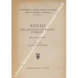 Annali dell'istituto di diritto pubblico. Anno Accademico 1969-70 - Salvatore Foderaro - copertina