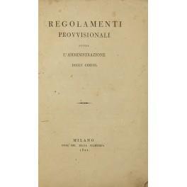 Regolamenti provvisionali sopra l'amministrazione delle chiese - copertina