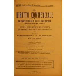 Il Diritto Commerciale e la parte generale delle obbligazioni. Diretta da: P. Cogliolo, D. Supino, L. Parodi. Annata 1926. Parte I - Dottrina. Parte II - Giurisprudenza - copertina