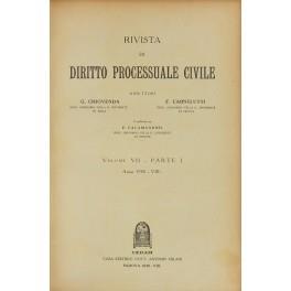 Rivista di Diritto Processuale Civile. Annata 1930. Diretta da: Francesco Carnelutti, Giuseppe Chiovenda, Piero Calamandrei, Enrico Tullio Liebman. Anno VII (Prima Serie) - copertina