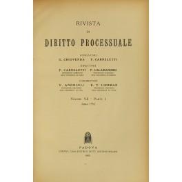 Rivista di Diritto Processuale. Annata 1952. Diretta da: Francesco Carnelutti, Giuseppe Chiovenda, Piero Calamandrei, Enrico Tullio Liebman. Anno VII (Seconda Serie) - copertina