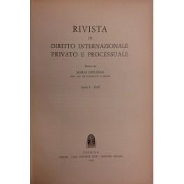 Rivista di diritto internazionale privato e processuale. Diretta da Mario Giuliano. Anno I - 1965 di: Giuliano Mario - copertina