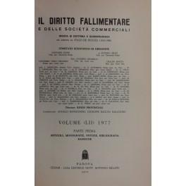 Il Diritto Fallimentare e delle società commerciali. Rivista di dottrina e giurisprudenza (già diretta da Italo De Piccoli 1924-1940). Vol. LII - 1977. Diretta da Renzo Provinciali. Condirettori: Angelo Bonsignori, Giuseppe Ragusa Maggiore - copertina