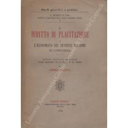 Il diritto di placitazione e l'economato dei benefici vacanti in Lombardia. Studio storico giuridico sulle relazioni fra lo stato e la chiesa - Andrea Galante - copertina