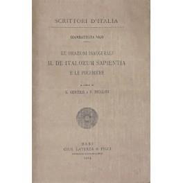 Le orazioni inaugurali. Il De Italorum Sapientia e le Polemiche. A cura di G. Gentile e F. Nicolini - Giambattista Vico - copertina