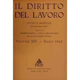 Il Diritto del lavoro. Volume XIV - 1940 - copertina