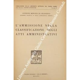 L' ammissione nella classificazione degli atti amministrativi - copertina