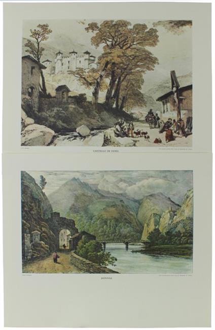 IVREA e VALLE D'AOSTA: 4 STAMPE A COLORI dal calendario 1968 della Cassa di Risparmio: "Antiche stampe piemontesi" - copertina