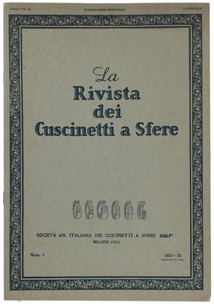 La RIVISTA DEI CUSCINETTI A SFERE. Num.1 - copertina