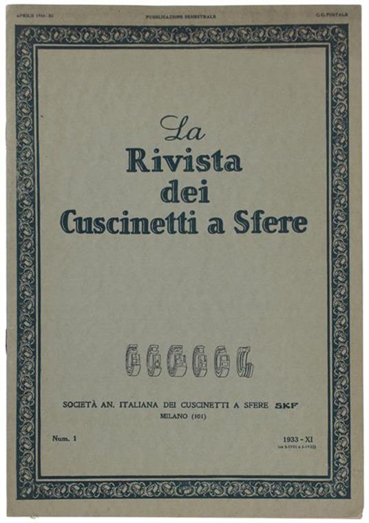 La RIVISTA DEI CUSCINETTI A SFERE. Num.1 - copertina