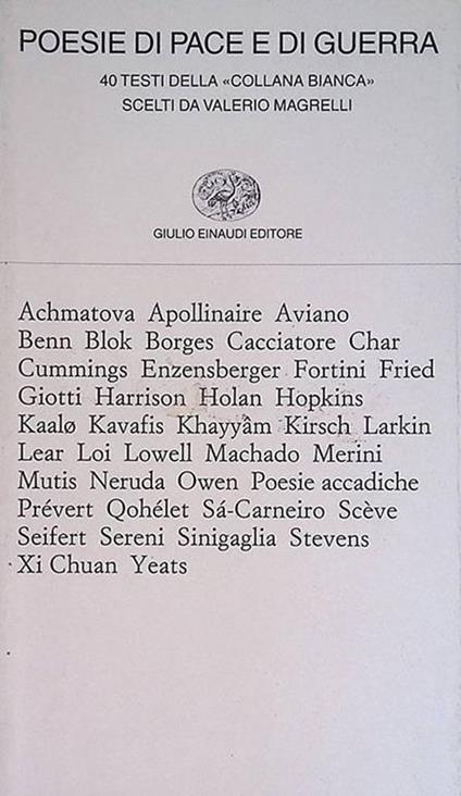 Poesie di pace e di guera - Valerio Magrelli - copertina