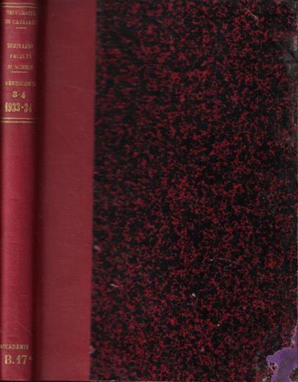 Rendiconti del Seminario della facoltà di scienze della R. Università di Cagliari Anno 1933-1934 - copertina