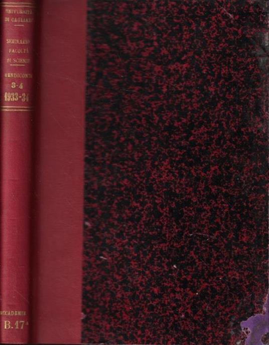 Rendiconti del Seminario della facoltà di scienze della R. Università di Cagliari Anno 1933-1934 - copertina
