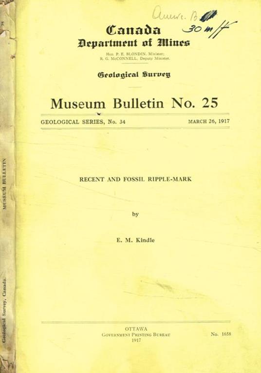 Recent and fossil ripple-mark. Geological serie n.34, march 1917 E.M. Kindle - copertina