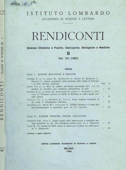 Istituto lombardo, accademia di scienze e lettere. Rendiconti. Vol.121 (1987) - copertina
