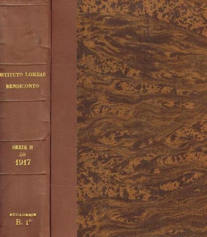 Reale istituto lombardo di scienza e lettere. Rendiconti serie II, vol.L - copertina