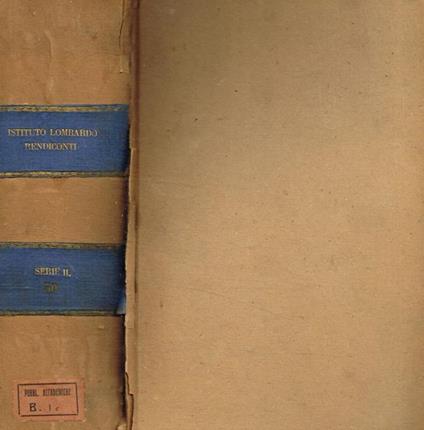 Reale istituto lombardo di scienze e lettere. Rendiconti. Serie II, vol.XXX - copertina