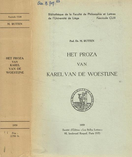 Het proza van Karel van de Woestijne M.Rutien - copertina