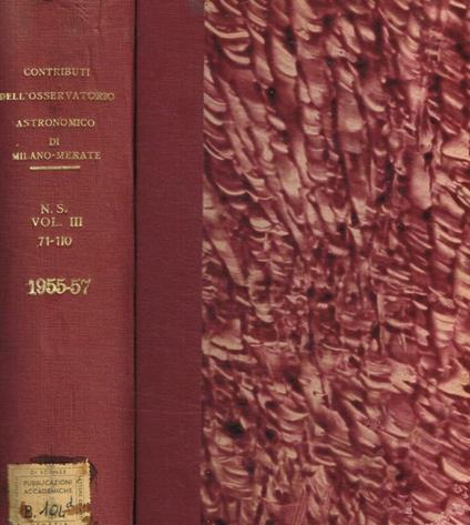 Contributi dell'Osservatorio astronomico di Milano-Merate. Nuova serie, vol.III, fasc.n.71-110 - copertina